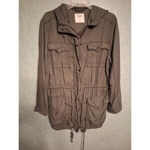 Abercrombie & Fitch M Utility Outerwear Olive Green Jacket Light Weight Hood